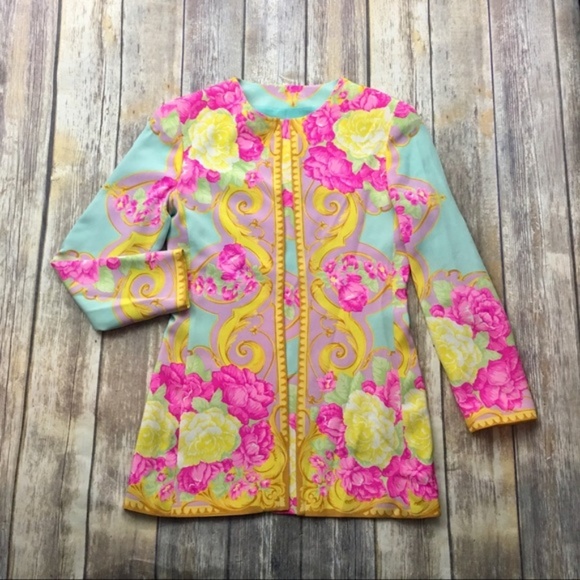 Genny Jackets & Blazers - Vintage Genny Flax Silk Flower Designer Jacket